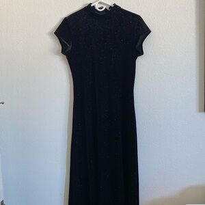 ONYX Nite by Wendye Chaitin Long Black Stretchy Dress Size 10